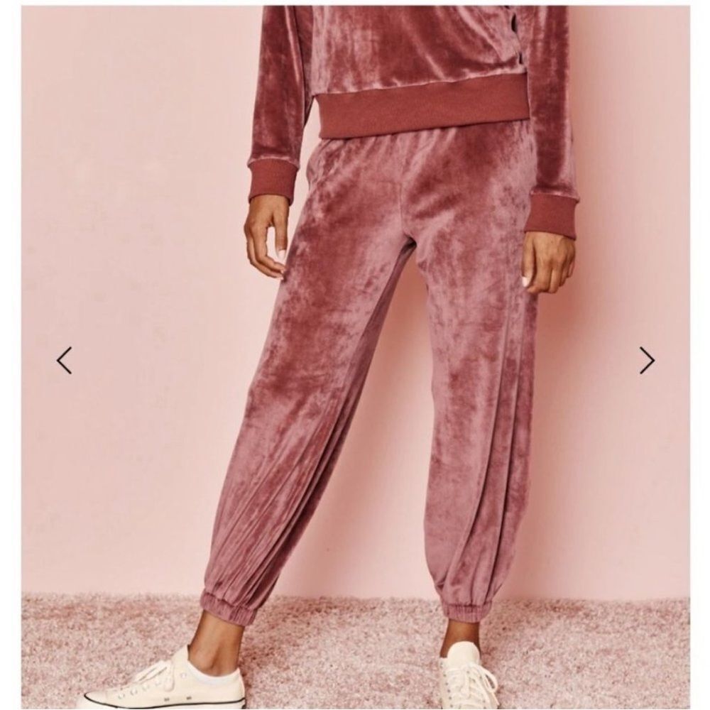 SUMMERSALT PLUSH COZY VELOUR FULL LENGTH LOUNGEWEAR JOGGER ROSEWOOD PLUS SIZE 2X